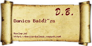 Danics Balázs névjegykártya